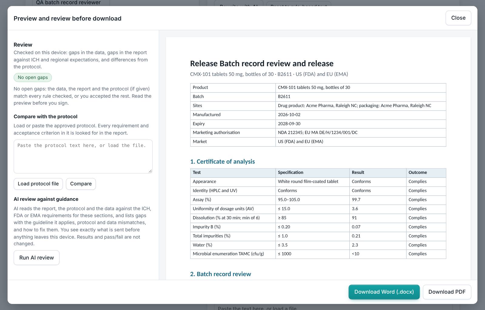 Batch Record Review & Release