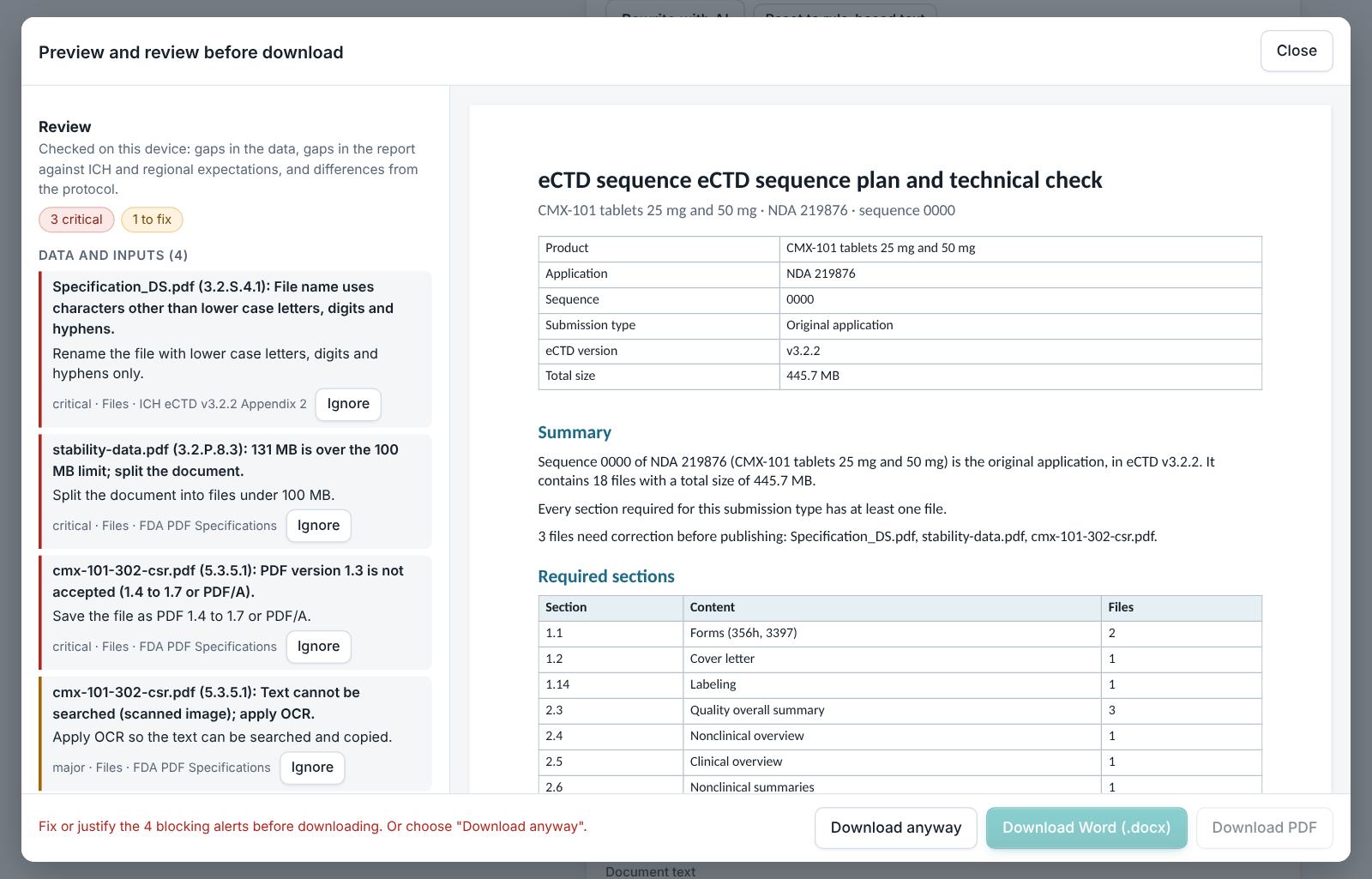 eCTD Dossier Planner