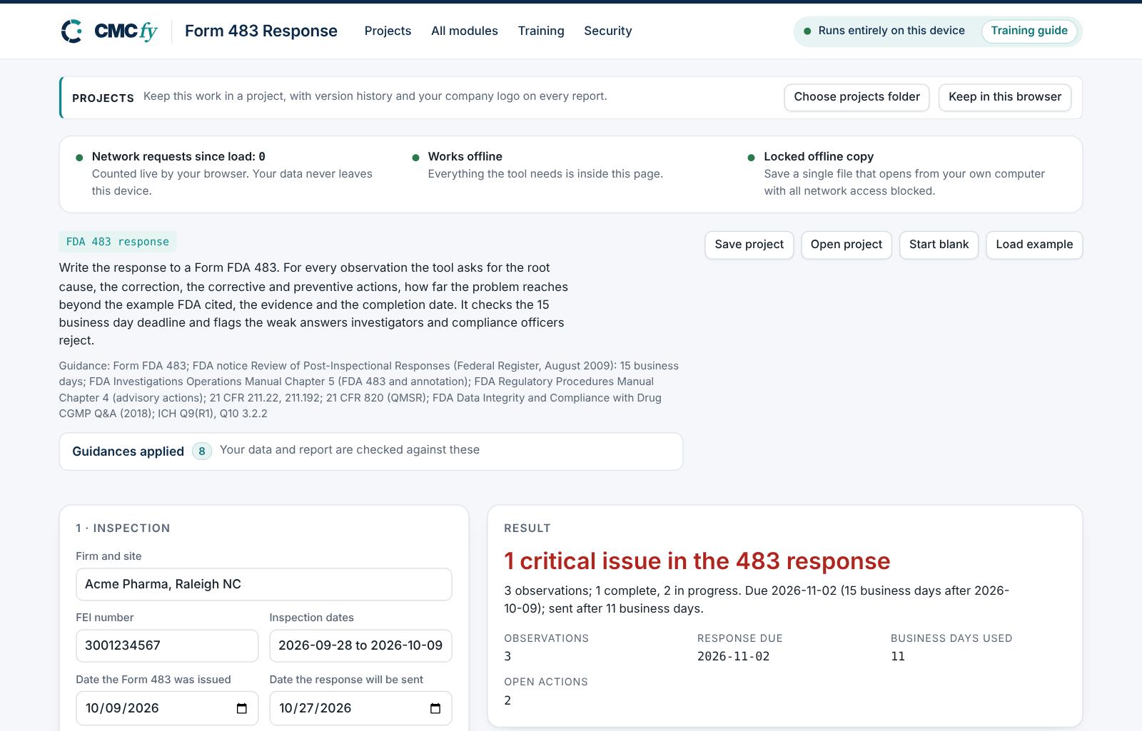 Form 483 Response