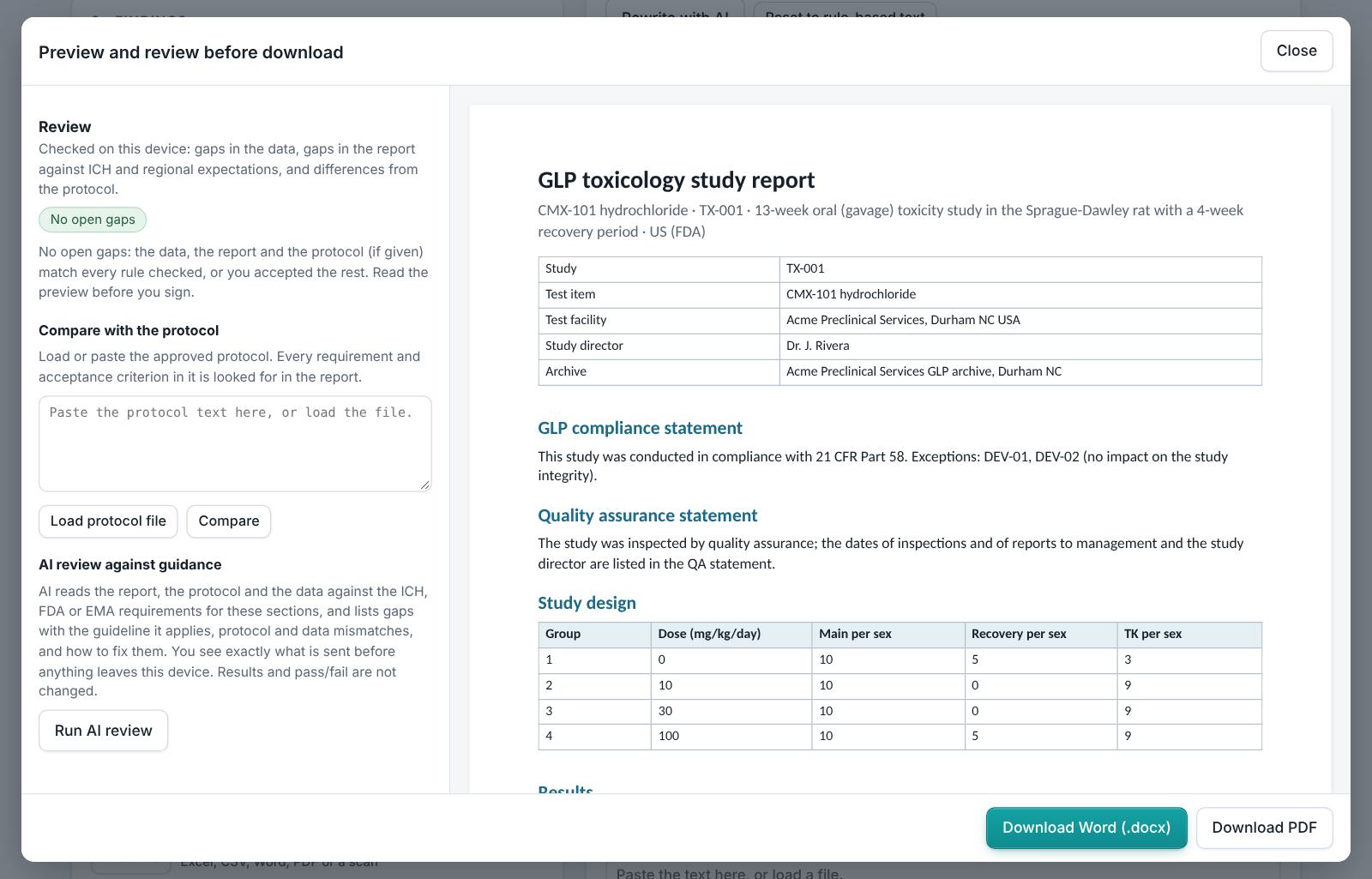 GLP Toxicology Study Report