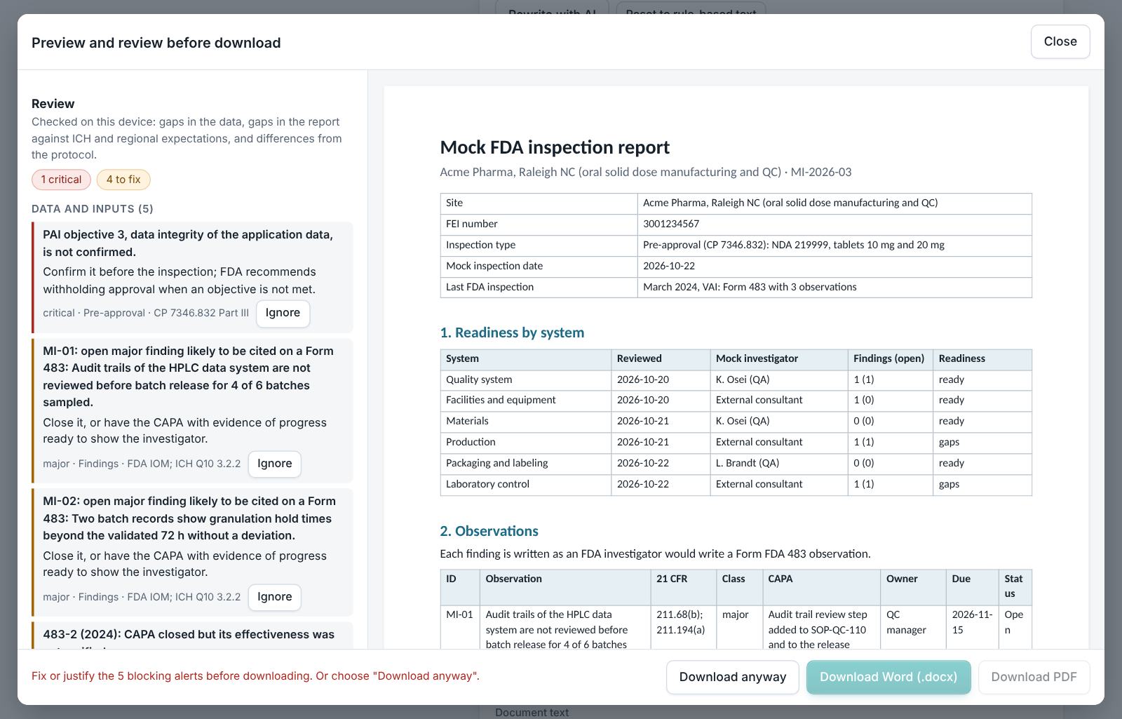 FDA Inspection Readiness