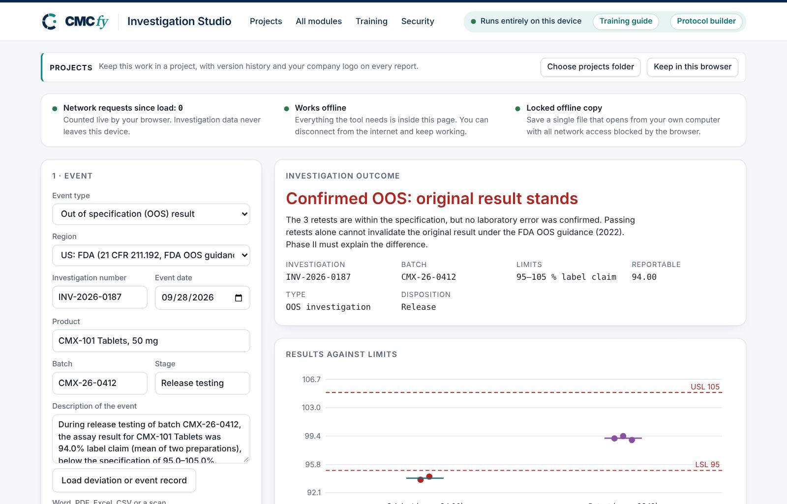Investigation Studio (OOS, deviation, CAPA)