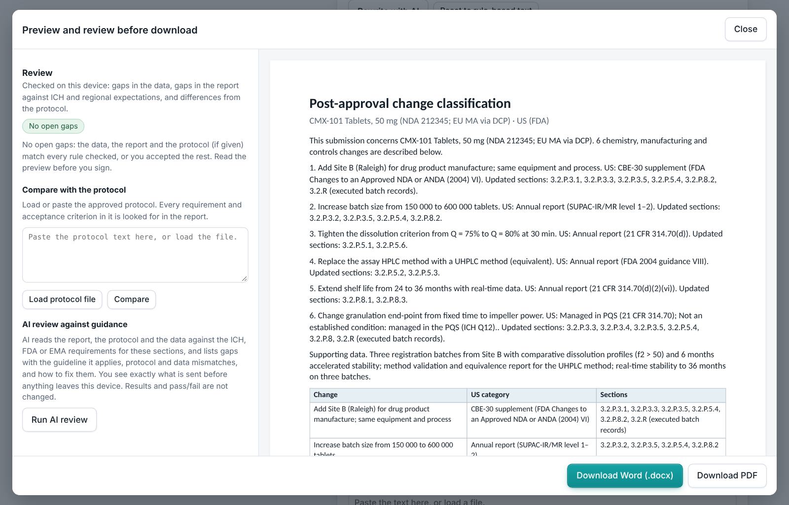Post-approval Change Classifier