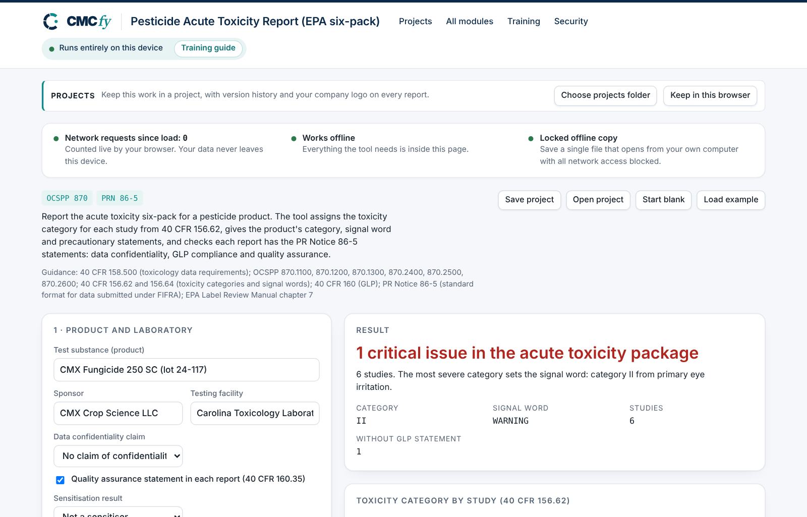 Pesticide Acute Toxicity Report
