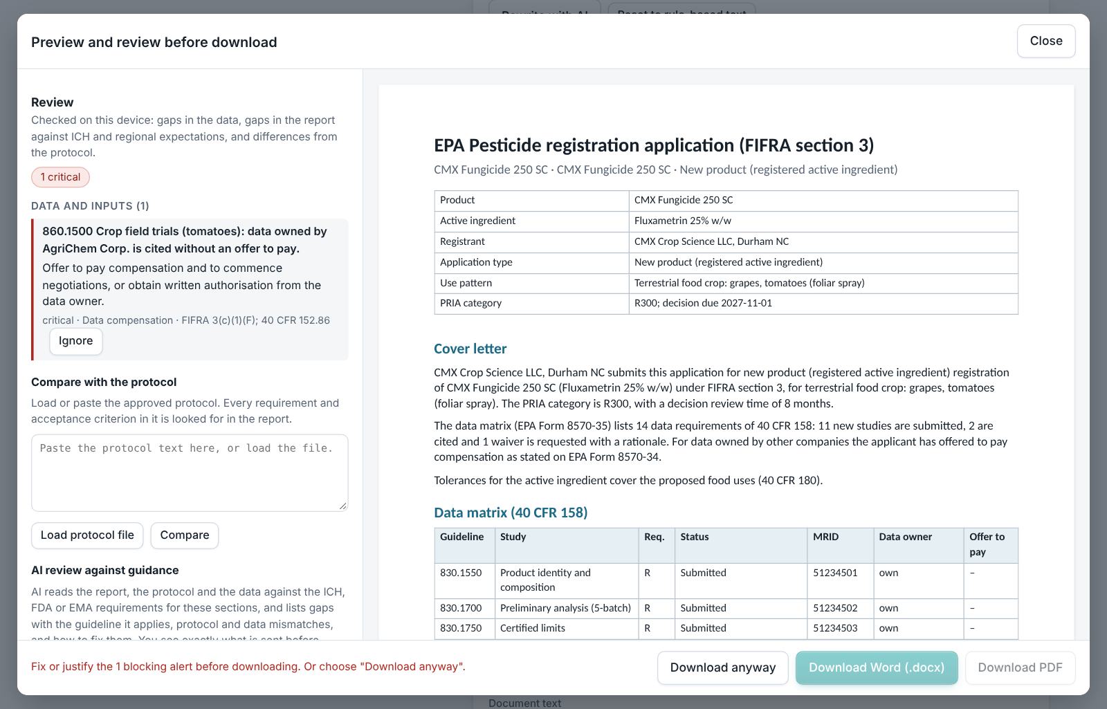Pesticide Registration Package