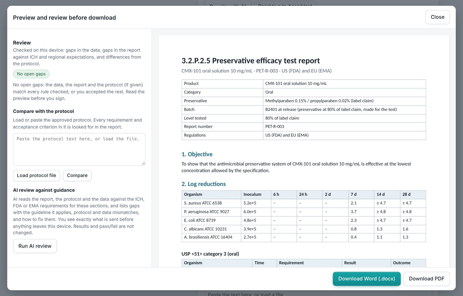 Preservative Efficacy Test Report