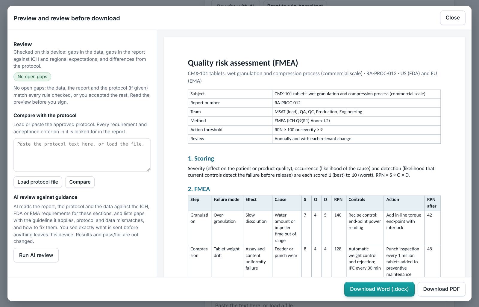 Quality Risk Assessment (FMEA)