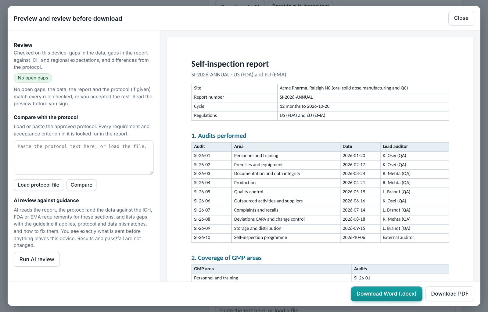 Self-Inspection Report
