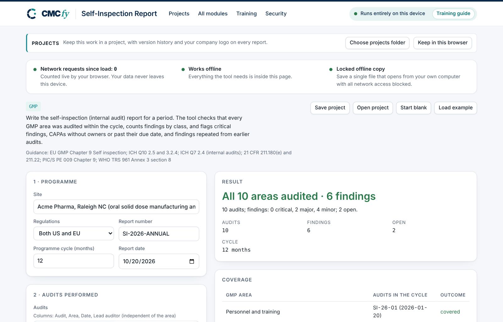 Self-Inspection Report
