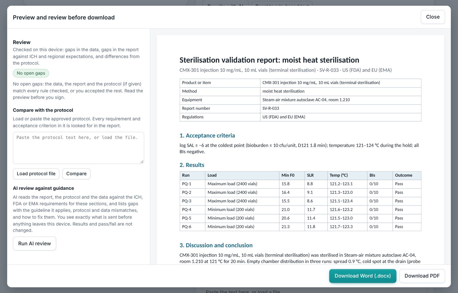 Sterilisation Validation Report