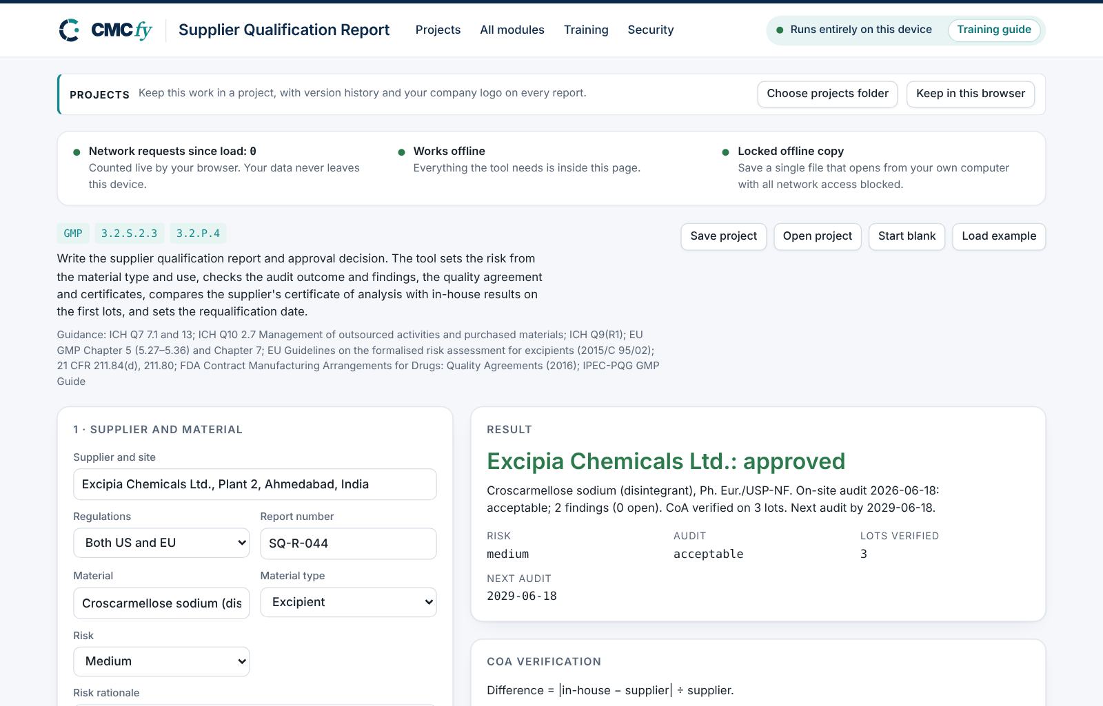 Supplier Qualification Report