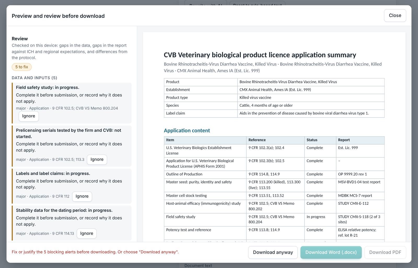 Veterinary Biologics Licence