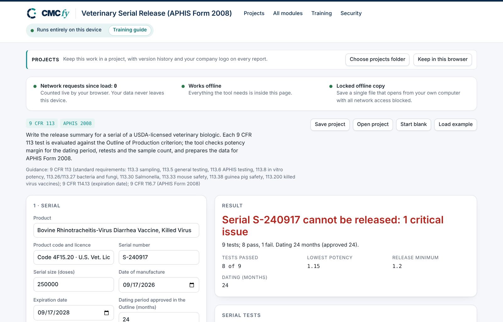 Veterinary Serial Release